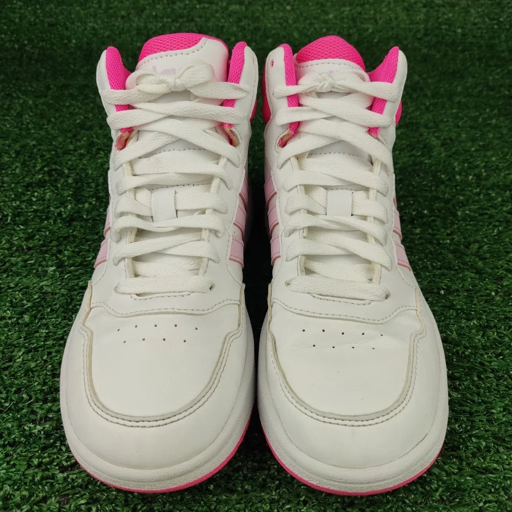 Adidas Shoes Kids 2 White Pink Hoops 3.0 Mid Sneakers IF2722 High Top Basketball